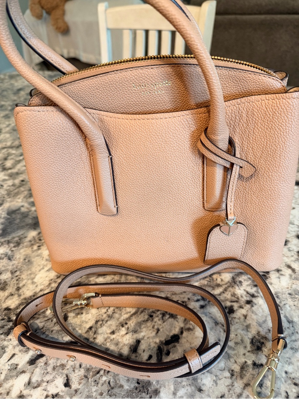 kate spade Pebbled Leather Shoulder Bag in Taupe